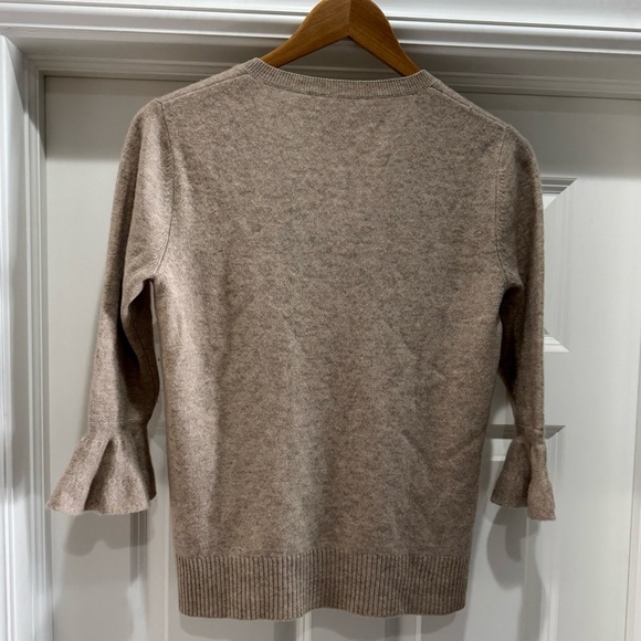 Oats 100% Cashmere lightweight 3/4 Ruffle Sleeve V Neck Sweater Women’s Sz M - Picture 2 of 10